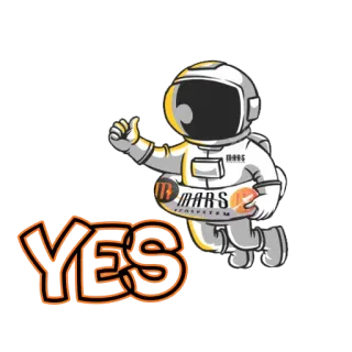 👍 b19b3bd8 YES Astronauta, Pulgar arriba, Sí, Espacio, Marte, Positivo whatsapp sticker