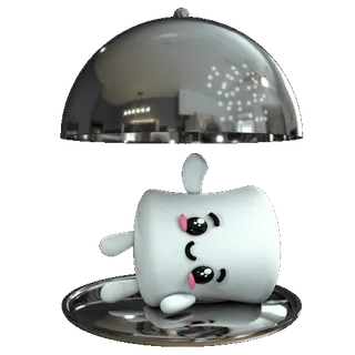 👋 072fe70b มาร์ชเมลโลว์, น่ารัก, ของหวาน, อาหาร, การ์ตูน, จานเสิร์ฟ telegram sticker