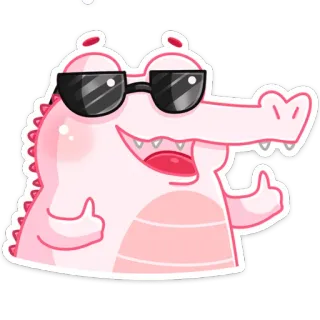 😎 2b27739a coccodrillo, alligatore, figo, occhiali da sole, cartone animato, animale, pollice in su, rosa telegram sticker