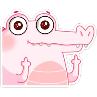 🖕 f159d307 coccodrillo, dito medio, offensivo, rosa, cartone animato, animale telegram sticker