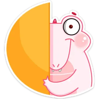 👀 fd5accff Cartone animato, Animale, Carino, Dinosauro, Felice, Arancione, Rosa telegram sticker