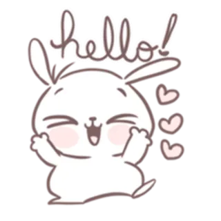 😎 990375ac hello! 토끼, 귀여운, 하트, 인사, 행복, 토끼 telegram sticker