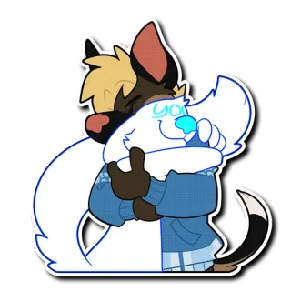 🤗 4dd8a275 Фурри, Животное, Мультфильм, Объятие, Дружба, Милый telegram sticker