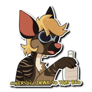 🍻 56515705 CHEERS I'LL DRINK TO THAT BRO Фурри, Животное, Пьющий, Алкоголь, Тост, Вечеринка, Праздник telegram sticker