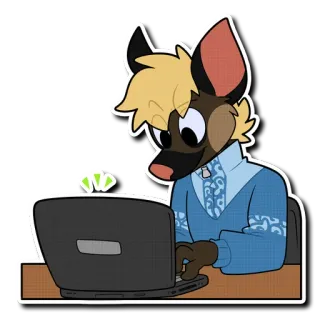 💻 e8e6d443 собака, ноутбук, мультфильм, компьютер, интернет, набор текста telegram sticker