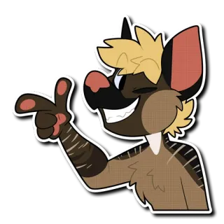 😉 f04a0145 стикер, фурри, антропоморфный, мультик, животное, гиена, пальцевой пистолет telegram sticker