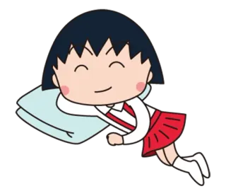 😙 c52e20e4 Maruko Chibi Maruko-chan アニメ, 漫画, ちび, まる子, 女の子, 睡眠 telegram sticker