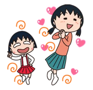 ❤ ff000daf Maruko Chibi Maruko-chan Anime, Dessin animé, Kawaii, Mignon, Joyeux, Fille, Chibi telegram sticker