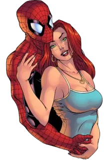 😁 89974104 Spider-Man Marvel, superheld, strip, Peter Parker, Mary Jane, koppel, liefde whatsapp sticker