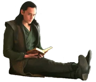 📒 5344d00d Loki ロキ, 本, 読書, 座る telegram sticker