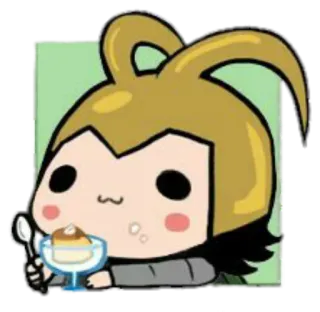 🍮 dc0bc695 Loki かわいい, キュート, マンガ, キャラクター, デザート, プリン, アイス telegram sticker