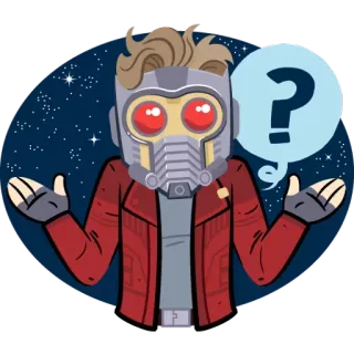 😒 1eef6e39 Star-Lord Guardians of the Galaxy มาร์เวล, สตาร์ลอร์ด, ผู้พิทักษ์จักรวาล, คำถาม, สับสน, อวกาศ telegram sticker