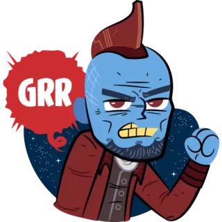 😟 decb280d Yondu Guardians of the Galaxy GRR ยอนดู, ผู้พิทักษ์จักรวาล, มาร์เวล, โกรธ, อวกาศ, การ์ตูน telegram sticker
