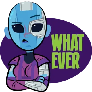😌 076d0fca Nebula Marvel WHATEVER Nebulosa, Marvel, Avengers, Cartone animato, Qualunque cosa, Sarcastico, Atteggiamento telegram sticker