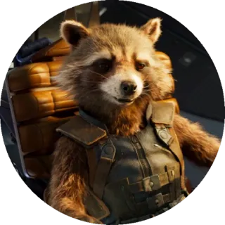 😌 51a2f13d Rocket Raccoon Guardians of the Galaxy Rocket Raccoon, procione, Guardiani della Galassia, Marvel, supereroe, film, personaggio telegram sticker