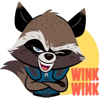 😛 aecf06ea Rocket Raccoon Guardians of the Galaxy WINK WINK procione, occhiolino, cartone animato, marvel, galassia, supereroe, animale, guardiani telegram sticker