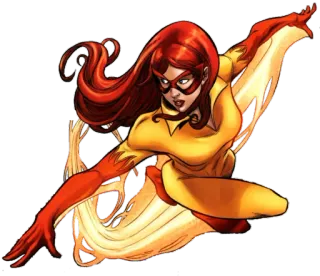 ☺️ 7ebf0ed3 Firestar Marvel, héros, super-héros, féminin, feu, comics telegram sticker