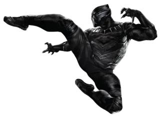 ☺️ 8d718fa0 Black Panther super-héros, marvel, wakanda, combat, coup de pied, action telegram sticker