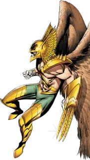 ☺️ 8e2d017d Hawkman dc comics, super-héros, faucon, ailes, armure dorée, combattant telegram sticker
