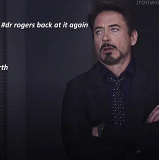 🌪 204c3ab3 Tony Stark #dr rogers back at it again marvel, vingadores, homem de ferro, robert downey jr, filme telegram sticker