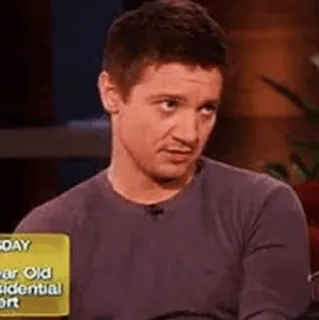 🌪 89ed76a5 Jeremy Renner ator, celebridade, engraçado, expressão, revirar os olhos telegram sticker