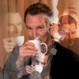 ☕️ 502e0e22 trà, meme, Benedict Cumberbatch, uống, hài hước telegram sticker
