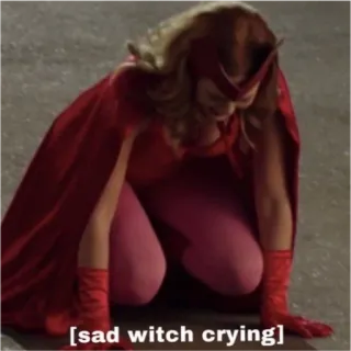 😭 f9d2a9f0 Wanda Maximoff [sad witch crying] buồn, phù thủy, khóc, Wanda, Scarlet Witch, Marvel telegram sticker