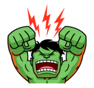 ⚡ 06998262 Hulk Hulk, Marvel, en colère, démolir, vert, BD, super-héros whatsapp sticker