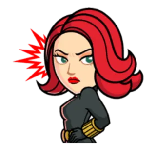 💥 7629c8ba Black Widow super-héros, Marvel, Avengers, cheveux roux, personnage, autocollant whatsapp sticker