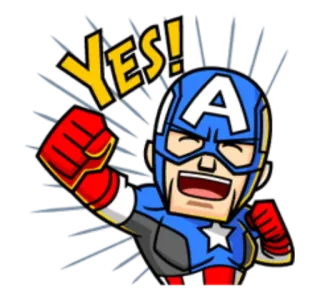 ✊ e82198f3 Captain America YES! Captain America, Marvel, super-héros, BD, autocollant, oui, fête whatsapp sticker