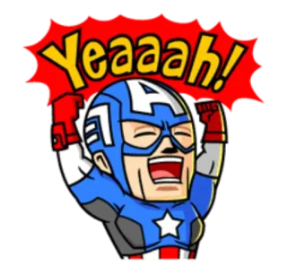 😆 edd58281 Captain America Yeeeah! Captain America, Marvel, Super-héros, Excité, Comics, Autocollant whatsapp sticker