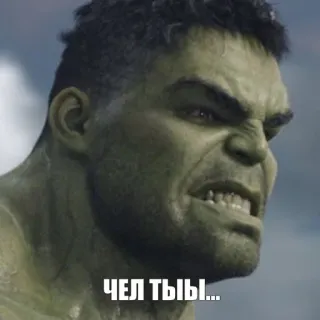 😑 53be0398 Hulk Avengers ЧЕЛ ТЫ... Hulk, Avengers, Marvel, Fumetto, Meme telegram sticker