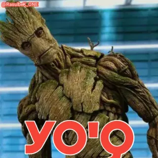 😜 5bee8e25 Groot Guardians of the Galaxy YO'Q Groot, Marvel, Guardians of the Galaxy, Superheld, Figur, Baum, YO'Q telegram sticker