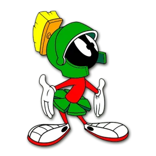 ⁉ 347bce35 Marvin the Martian Looney Tunes Marvin the Martian, Looney Tunes, cartoon character, space alien, helmet, Warner Bros telegram sticker