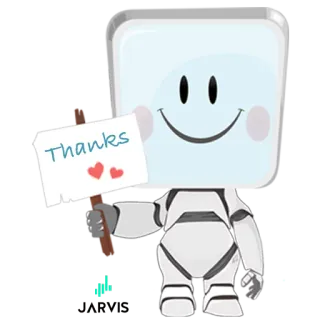🙏 caea8561 Thanks grazie, robot, cartello, cuori, apprezzamento, jarvis telegram sticker
