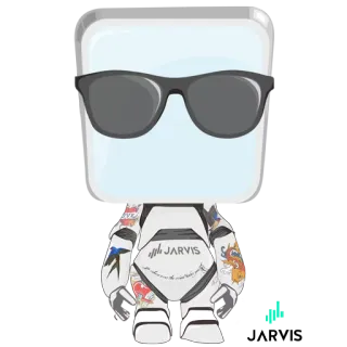 😎 e4e71283 JARVIS Personaggio, Cartone animato, Occhiali da sole, Adesivo telegram sticker