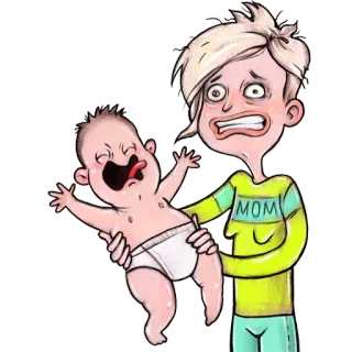 😬 005b66ea MOM 妈妈, 宝宝, 哭, 母亲, 家庭, 压力大 telegram sticker