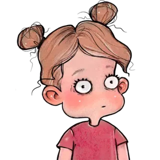 😐 0d62e370 卡通, 女孩, 插图, 儿童, 肖像 telegram sticker