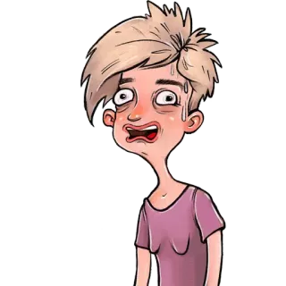 😓 36a10a39 卡通, 汗, 女人, 疲惫, 表情, 搞笑 telegram sticker