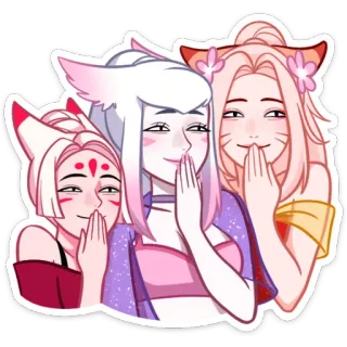 🤭 1395b1f4 anime, cartoon, cute, kawaii, girls, friends telegram sticker