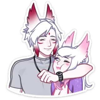 ☺️ 376a0fa6 furry, couple, anime, cartoon, cute, kawaii, anthropomorphic telegram sticker