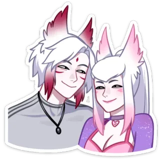 ☺️ 4a028cd2 anime, cartoon, couple, cat, fantasy, cute, love, digital art telegram sticker