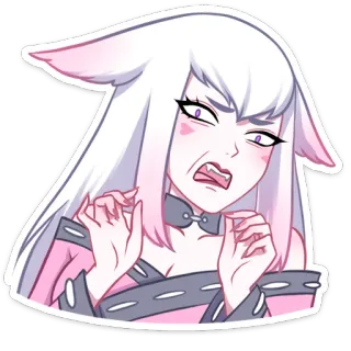 🧛‍♀ f0d1ed04 anime, girl, fox, cute, sticker, white hair, pink telegram sticker