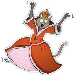 🤩 067935c4 gato, rei, rainha, coroa, desenho animado, animal whatsapp sticker
