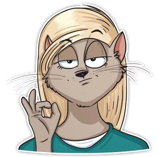 😐 17628af5 gato, antropomórfico, gesto OK, desenho animado whatsapp sticker