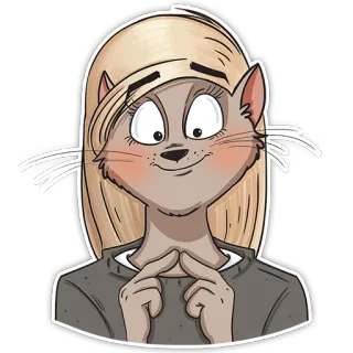 🥰 20e3e40c gato, pessoa, animal, desenho animado, personagem, ruborizar, bigodes whatsapp sticker