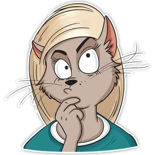🤔 3098b263 gato, pensando, confuso, desenho animado, animal, expressão whatsapp sticker