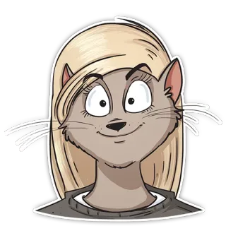 😊 692bc935 adesivo, gato, mulher, desenho animado, loira, antropomórfico whatsapp sticker