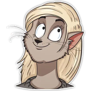 ☺️ 6c48c782 gato, mulher, cabelo loiro, desenho animado, adesivo, antropomórfico whatsapp sticker