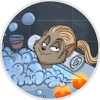 ☺️ 778bf213 gato, banho, bolhas, relaxamento, vinho, desenho animado, adesivo whatsapp sticker